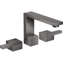 AXOR Edge Mélangeur de lavabo 3 trous 130, bonde push-open, coupe diamant, Noir chromé poli