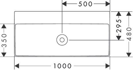 hansgrohe Xelu Q Plan vasque 1000/480 sans trop plein ni trou pour robinet, SmartClean, Blanc