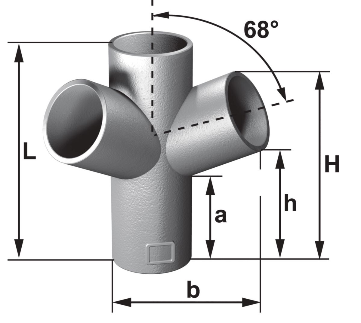 Embranchement Culotte double d'équerre SMU Plus à 68° en fonte diamètre nominal 100-100mm Réf. 155386 PAM