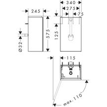 hansgrohe Xevolos E Meuble bas pour lave-mains 340/245 caisson Beige mat, charnière de porte gauche, Façade: Chêne foncé