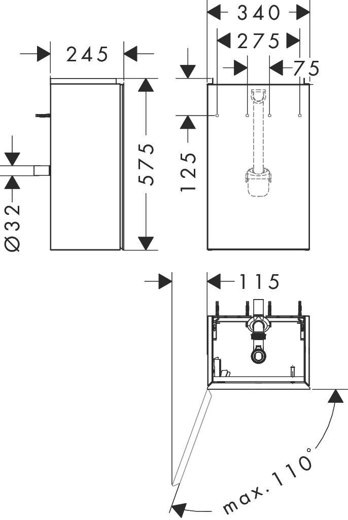 hansgrohe Xevolos E Meuble bas pour lave-mains 340/245 caisson Beige mat, charnière de porte gauche, Façade: Chêne foncé