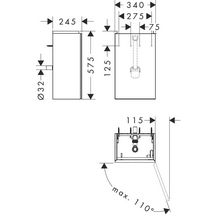 hansgrohe Xevolos E Meuble bas pour lave-mains 340/245 caisson Gris mat, charnière de porte droite, Façade: Bronze texturé