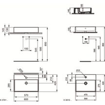 Lavabo STRADA 60 cm émaillé 4 faces à poser rectifié : Réf. K078101