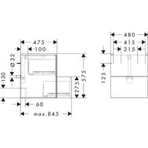 hansgrohe Xevolos E Meuble bas pour lave-mains 480/475 avec 2 tiroirs caisson Gris mat, Façade: Bronze texturé