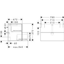 hansgrohe Xevolos E Meuble bas pour plan vasque 780/475 avec 2 tiroirs caisson Beige mat, Façade: Bronze texturé