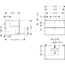 hansgrohe Xevolos E Meuble bas 780/550 pour lavabo à poser Xevolos E avec 2 tiroirs caisson Beige mat, Façade: Beige métallisé