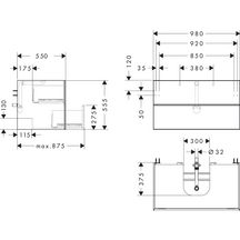 hansgrohe Xevolos E Meuble bas 980/550 pour lavabo à poser Xevolos E avec 2 tiroirs caisson Beige mat, Façade: Chêne foncé