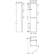 hansgrohe Xevolos E Colonne 400/360 Blanc mat, charnière de porte gauche, Façade: Chêne foncé