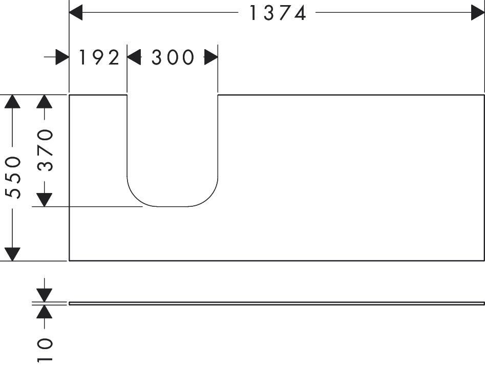 hansgrohe Xevolos E Plan stratifié 1370/550 percé à gauche pour lavabo Xevolos E 500/480, Blanc mat