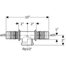 Té mixte avec raccord central D26 Réf 613.361.00.5
