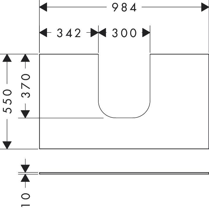 hansgrohe Xevolos E Plan stratifié 980/550 percé au centre pour lavabo Xevolos E 500/480 et 600/480, Beige mat