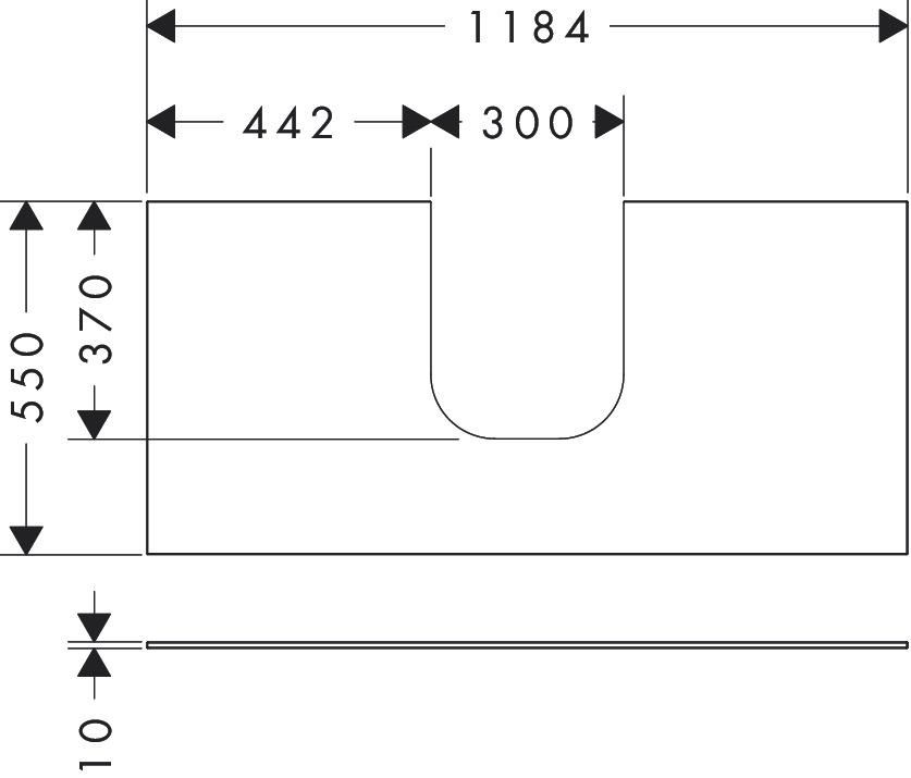 hansgrohe Xevolos E Plan stratifié 1180/550 percé au centre pour lavabo Xevolos E 500/480 et 600/480, Gris mat