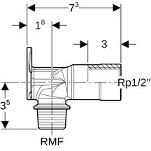 Applique mixte longue pour robinet 15X21-15X21 Réf 602.287.00.2