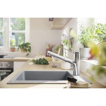 hansgrohe Zesis M33 Mitigeur de cuisine 150 EcoSmart avec douchette extractible 2jets, Chrome