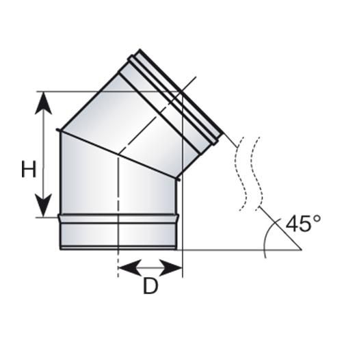 Coude 45° CONDENSOR Inox diamètre 130 mm EC 45 130 CD Réf. 44130021/9999