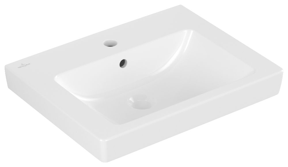 Lavabo SUBWAY 2.0 pour robinetterie à 3 trous, trou de robinetterie central percé avec trop-plein 550 x 440 mm blanc Réf. 71135501