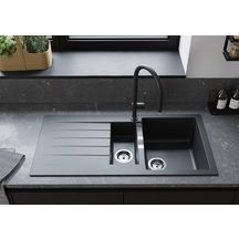 hansgrohe Talis M54 Mitigeur de cuisine 210, avec douchette extractible 1 jet, sBox, Noir mat