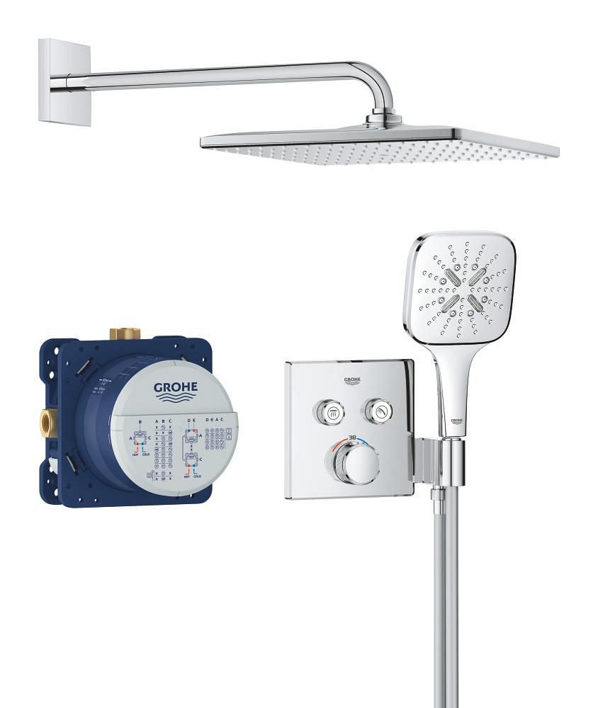 Pack douche encastrée Rainshower Mono 310 Cube Chromé Grohtherm SmartControl Réf. 34865000