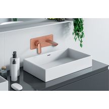 Façade mitigeur lavabo encastré avec plaque bec de 225 mm avec vidage Up&Down Or Rose brossé Réf. FL25834P