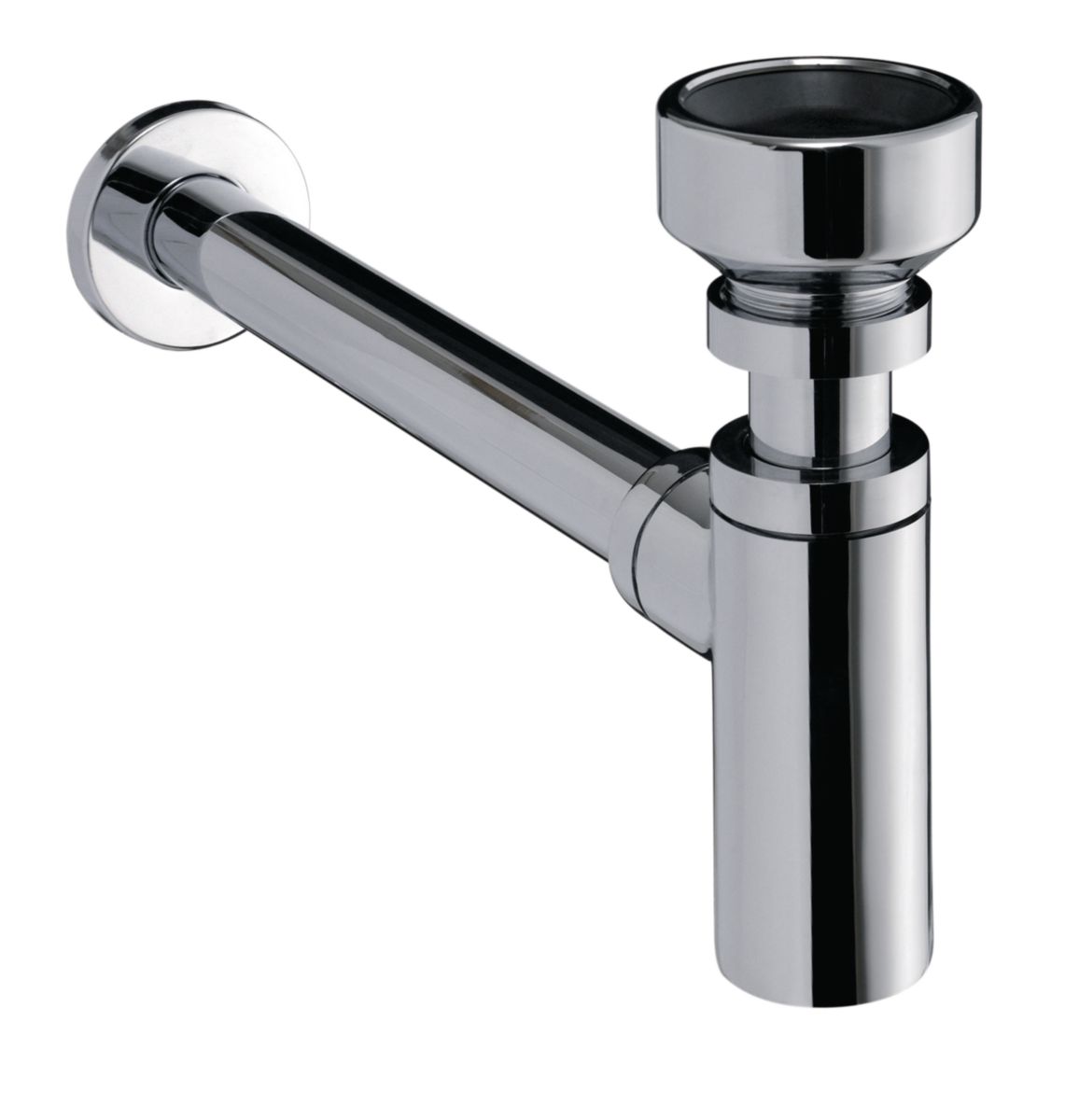 Siphon pour urinoir en équerre pour sortie D48 à 52mm, laiton chromé Réf 39102