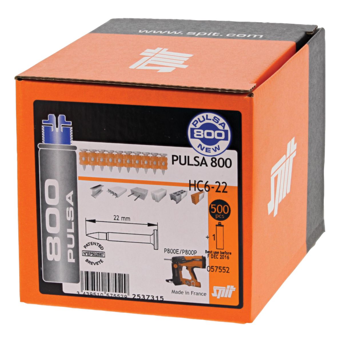 Boite de 500 clous PULSA HC6-17 (pour acier, béton dur et précontraint) + cartouche gaz