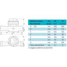 Compteur vitesse eau froide FLOSTAR M 300mm DN50 Réf FL50GO