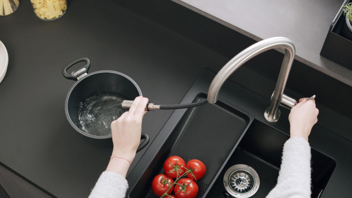 hansgrohe Talis M54 Mitigeur de cuisine 210, avec douchette extractible 2 jets, Aspect acier inox