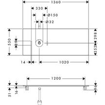 hansgrohe Xelu Q Plan stratifié 1360/550 percé à gauche pour vasque Xuniva sans trou pour robinet, Chêne naturel