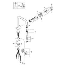 Mitigeur évier MINTA II monocommande 15 x 21, monotrou, bec haut orientable, mousseur extractible 2 jets (normal et pluie) Réf. 32322002