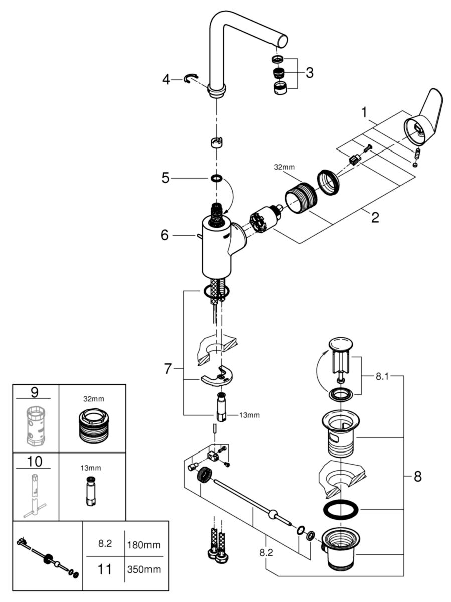 Mitigeur monocommande Lavabo Taille L Eurodisc Cosmopolitan Chromé 23054003