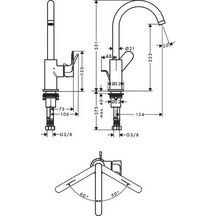 Mitigeur de lavabo 210  Rebris S avec bec orientable, tirette et vidage Noir mat Réf. 72536670