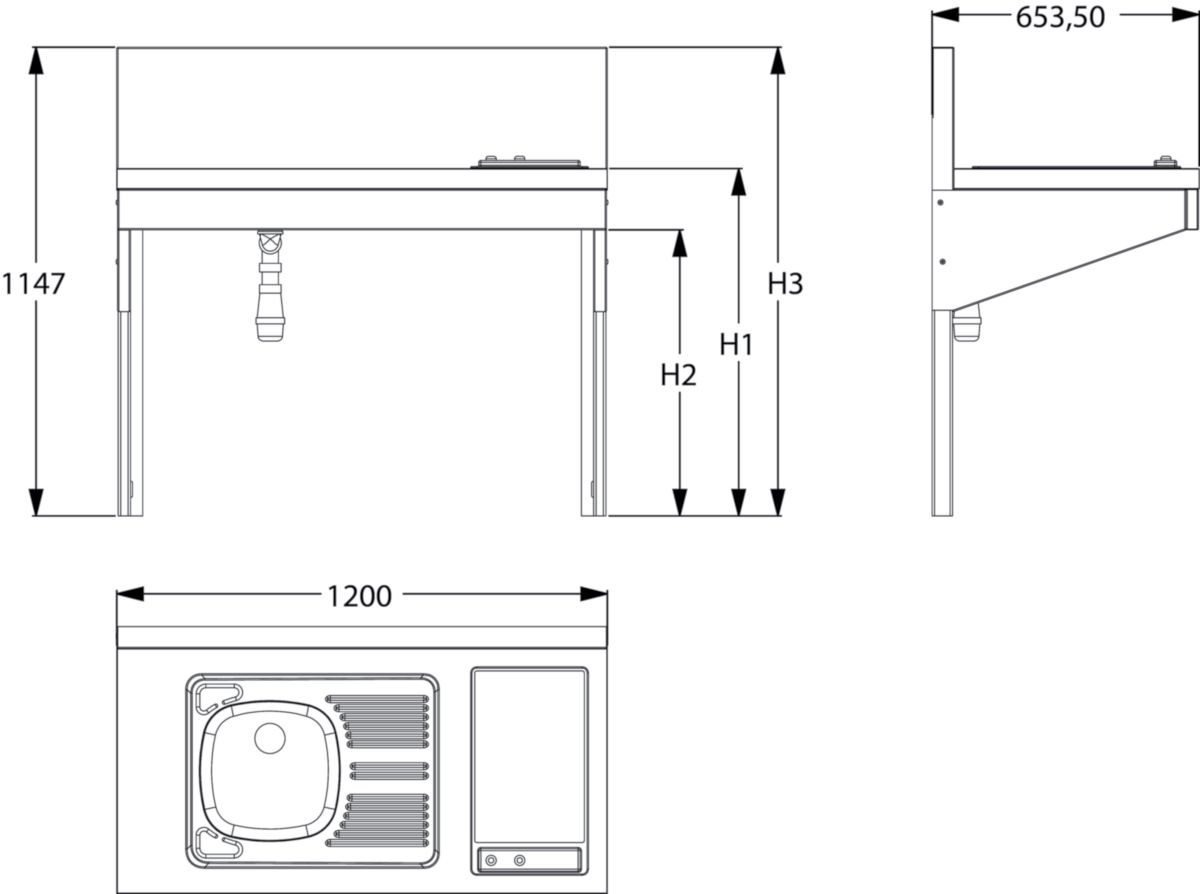 Console fixe FCT 1200 inox 18/10