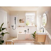 Mitigeur de lavabo 210  Rebris S avec bec orientable, tirette et vidage Noir mat Réf. 72536670