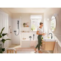 Mitigeur de lavabo 210  Rebris S avec bec orientable, tirette et vidage Noir mat Réf. 72536670