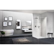 Porte de douche pivotante Young 1B 87 extensibilité 87-91Cm verre trempé transparent profilés blanc Mat Réf : Y21B87-1U