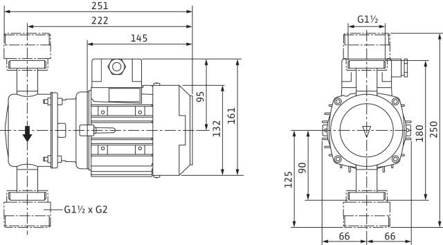 Circulateur Collectif EC veroline ip-z 25/2 dm pompe à moteur ventilé de construction inline avec raccord fileté. Réf. 4090292