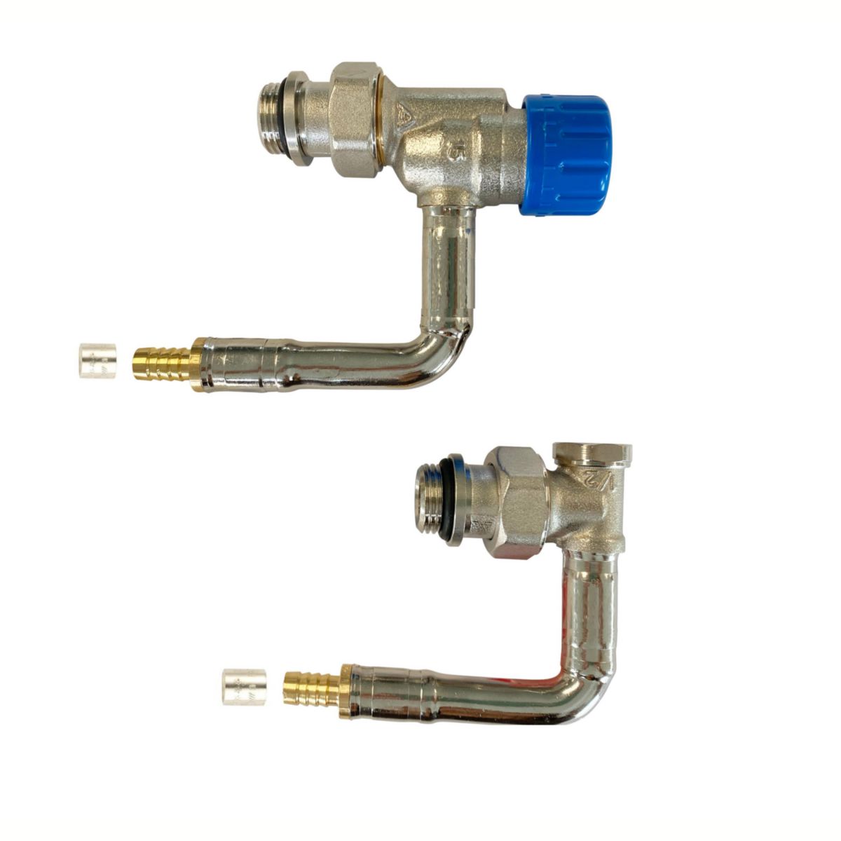 Kit hydrocâblé thermostatique M30 long KV réglable équerre inverse PER à sertir 12-1/2JT réf. R857122H