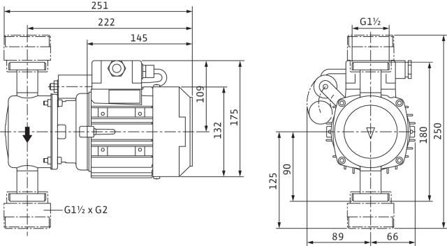 Circulateur Collectif EC veroline ip-z 25/6 em pompe à moteur ventilé de construction inline avec raccord fileté. Réf. 4090295