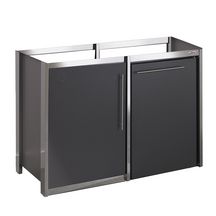 Meuble bas cuisinette METALLINE 120 cm  1 porte avec niche pour réfrigérateur 55 cm, Coloris Anthracite