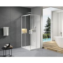 Paroi de douche Alterna Concerto accès en angle un côté réversible longueur 70 cm profilé blanc verre transparent