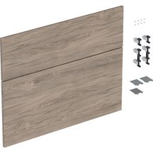 Kit de façades de tiroir Geberit iCon pour meuble bas pour lavabo, avec deux tiroirs: Largeur de lavabo=75cm, noyer caryer / mélamine structuré bois