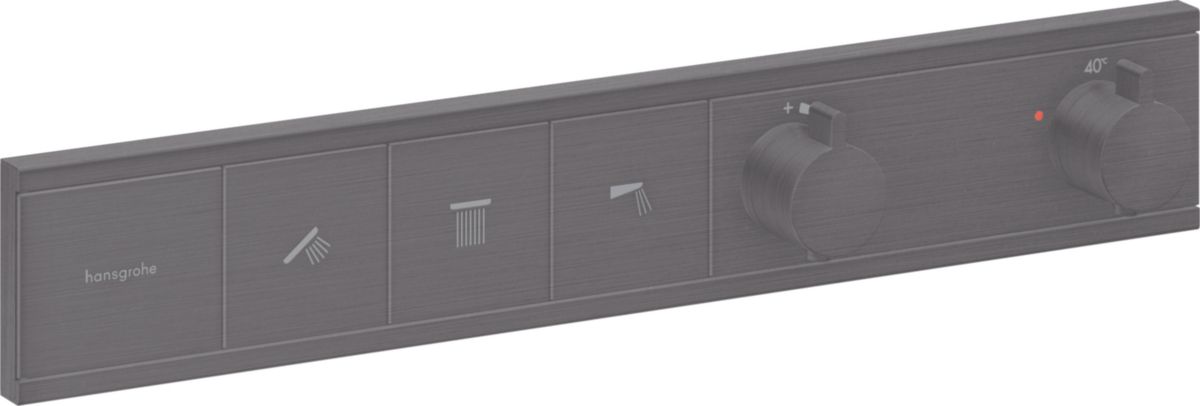 hansgrohe RainSelect Module thermostatique RainSelect encastré avec 3 fonctions, Noir chromé brossé