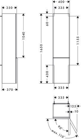 hansgrohe Xelu Q Colonne 400/350 Gris mat, charnière de porte droite, Finition de la poignée: Chrome