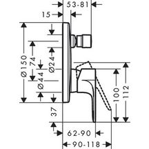 Set de finition  Rebris S pour mitigeur thermostatique encastré avec 2 fonctions Noir mat Réf. 72466670