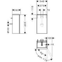 hansgrohe Xelu Q Meuble bas pour lave-mains 340/245, caisson Gris mat, charnière de porte droite, Finition de la poignée: Blanc mat