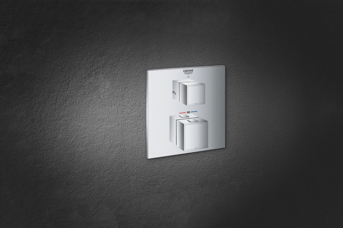 Mitigeur thermostatique douche 2 sorties avec inverseur Grohtherm Cube Chromé Réf. 24154000