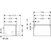 hansgrohe Xelu Q Meuble bas 780/550 pour lavabo à poser Xelu Q avec 1 tiroir, caisson Gris mat, Finition de la poignée: Chrome