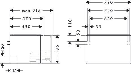 hansgrohe Xelu Q Meuble bas 780/550 pour lavabo à poser Xelu Q avec 1 tiroir, caisson Gris mat, Finition de la poignée: Chrome