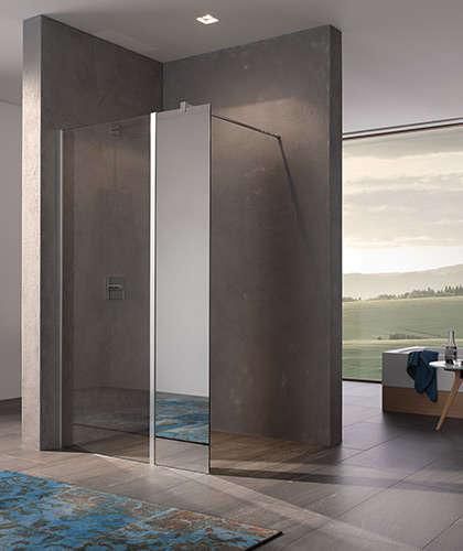 WALK-in-Shower XB élément fixe en prolongement, stabilisation murale pour combinaison avec XB WIW, WALK-IN-SHOWER XB, largeur 600 mm, hauteur 2000 mm, Profilé Argent POLI, Verre Miroir traité anticalcaire Réf. XBWIH06020VKR