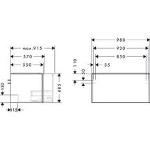 hansgrohe Xelu Q Meuble bas 980/550 pour lavabo à poser Xelu Q avec 1 tiroir, caisson Gris mat, Finition de la poignée: Blanc mat